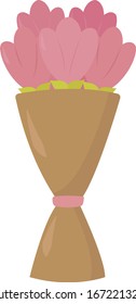 Pink flowers, illustration, vector on white background.