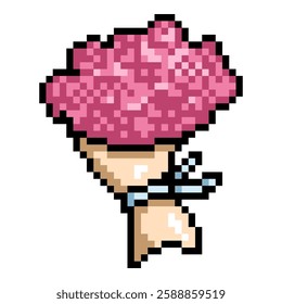 Pink Flowers Isolated Pixel Art Icon
