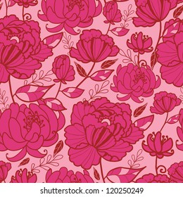 Pink flowers and leaves seamless pattern background