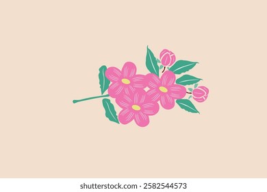 pink flowers and leaves vector image