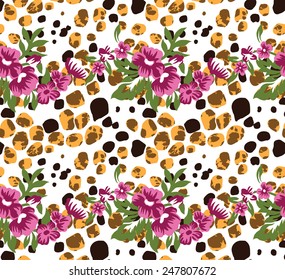 Pink flowers on Abstract background. Pebble design.