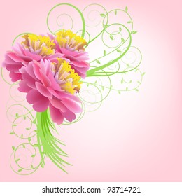 Pink flowers on a pink background