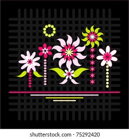 pink flowers on the black background