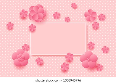 Pink flowers on the decorated background. Vector illustration EPS10 for Valentines Day, Wedding, or Mother Day Greeting Card