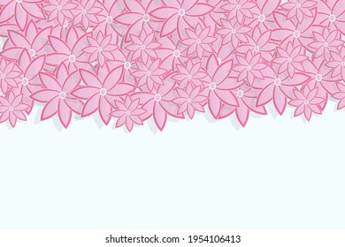 Pink flowers on a soft blue background. Vector flower template for advertising, invitation, flyer.
