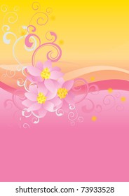 pink flowers on waved background