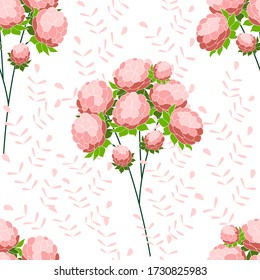Rosa Blumen auf weißem Hintergrund. Vector nahtlos Muster. Design für Karte, Druck, Stoff, Verpackung.