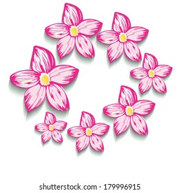 Pink flowers on a white background vector