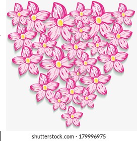 Pink flowers on a white background vector