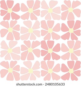 Flores rosas sobre fondo blanco. Patrón sin costuras de Vector