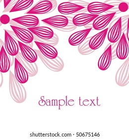Pink flowers on white background. Vector illustration.