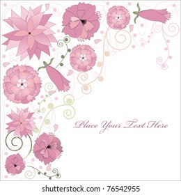 Pink flowers on a white background