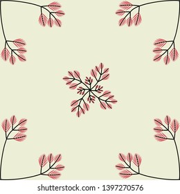 Pink flowers on a white background.Pink leaves on background.