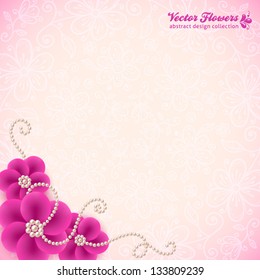 Pink flowers ornate greeting card