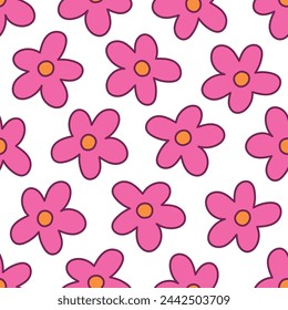 Pink Flowers Pattern Daisy Seamless Pattern Pink Floral Background