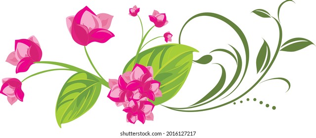 Pink flowers for postcard design. Vector