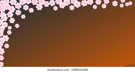 Pink flowers. Postcard. Floral background. Greeting card. Spring flowers. Spring background. Petals pink. Vector graphics