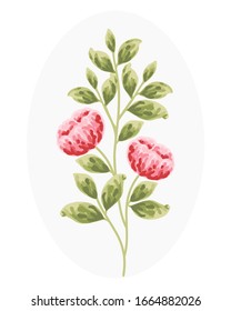 pink flowers, red peony, and green leaf vectors for wedding invitation, women's day, greeting card, floral tags, flower shop product labels, flower logo, floral icon, or women's day poster element
