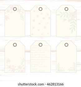 Pink flowers. Romantic tags collection  with flowers, lettering.  Set of  holiday invitations. Shabby chic Collection tags, cute tags, Set tags, printable tags, hand drawn tags