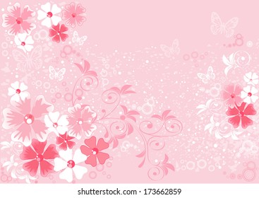 pink flowers sakura, illustrations