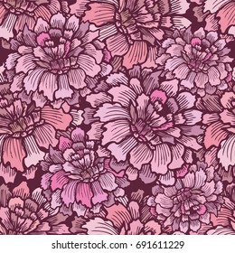 pink flowers seamless background. Vector