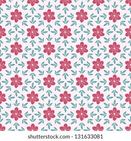 	Pink flowers seamless ornamental pattern