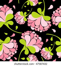 Pink flowers seamless pattern