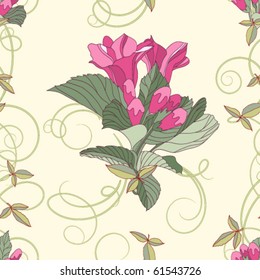 pink flowers, seamless pattern