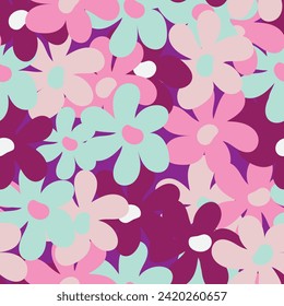 flores rosas Patrón sin costura. Colores brillantes. Ilustración vectorial.