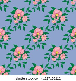 Pink flowers, seamless pattern, vector illustration