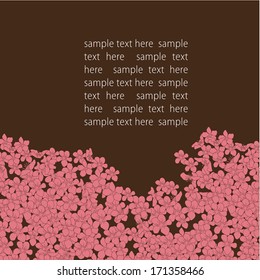 pink flowers and some white text in brown background