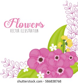 pink flowers spring card vector illustration eps 10
