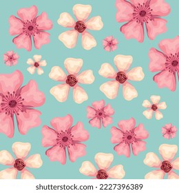 pink flowers spring pattern background