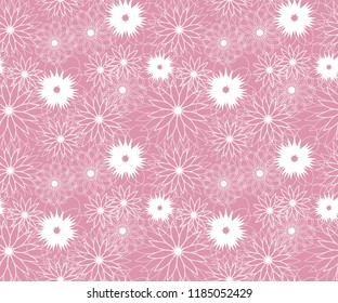 Pink flowers texture, vector seamless pattern.  for spring and summer wallpaper, backgrounds, invitations, packaging surface design projects. 