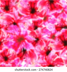 Pink flowers. Vector floral blurred background. Blurred watercolor flowers