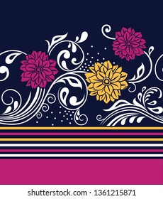 pink flowers vector Pattern design pattern on border