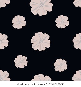 pink flowers vector seamless patterm on black background