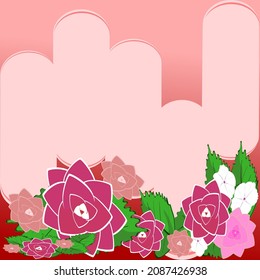 pink flowers and white and green leaves Decorative flowers and decorations  vector illustration 