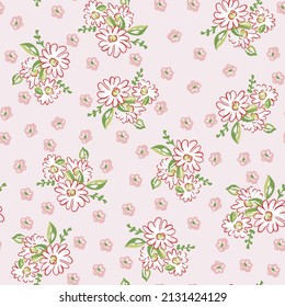 pink Flowery bright liberty pattern in small-scale wild candy flowers. Liberty style millefleurs. pink with pink flower on pink background for textile, surface, fabric, wallpapers, 