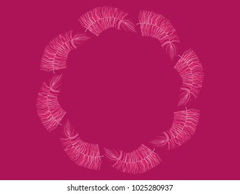 Pink Fluff. Beautiful Hand Drawn Feathers Isolated. Fluff for Wallpaper, Illustration, Carnival, Masquerade, Invitation, Paper, Textile. Decoration Element for Your Design.