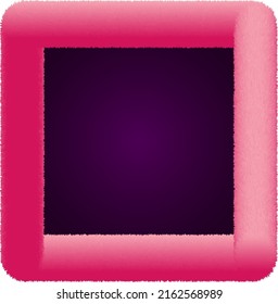 pink fluffy fur frame for photo or congratulation or mock up vector illustration