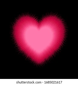 Rojo corazón esponjoso. Ilustración vectorial izada. Uso para impresión, carteles, pantalones T, dibujo textil, patrón de impresión.