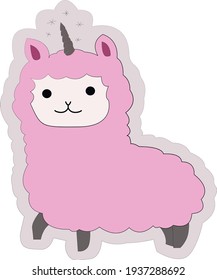 Pink fluffy sheep like sticker