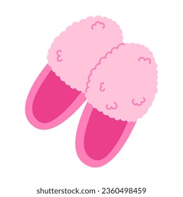 Dibujo vectorial de pantuflas esponjosas rosadas aisladas en fondo blanco