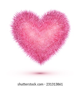 Pink fluffy vector heart