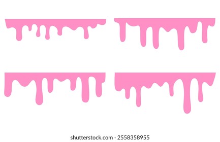 pink fluid background. Seamless pattern of melted strawberry pink. Banner seamless pattern. Vector illustration