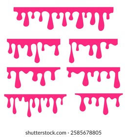 pink fluid background. Seamless pattern of melted strawberry pink. Banner seamless pattern. Vector illustration