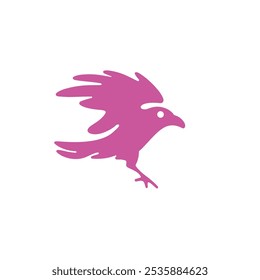 Pink Fluid with Child-like Crow Bird Logo Design Vector