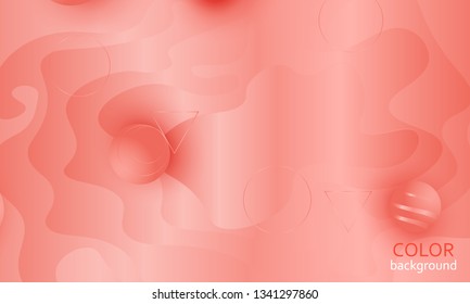 Pink fluid pattern. Coral background. Vector illustration. Coral color gradient.