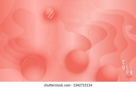 Pink fluid pattern. Coral background. Vector illustration. Coral color gradient.